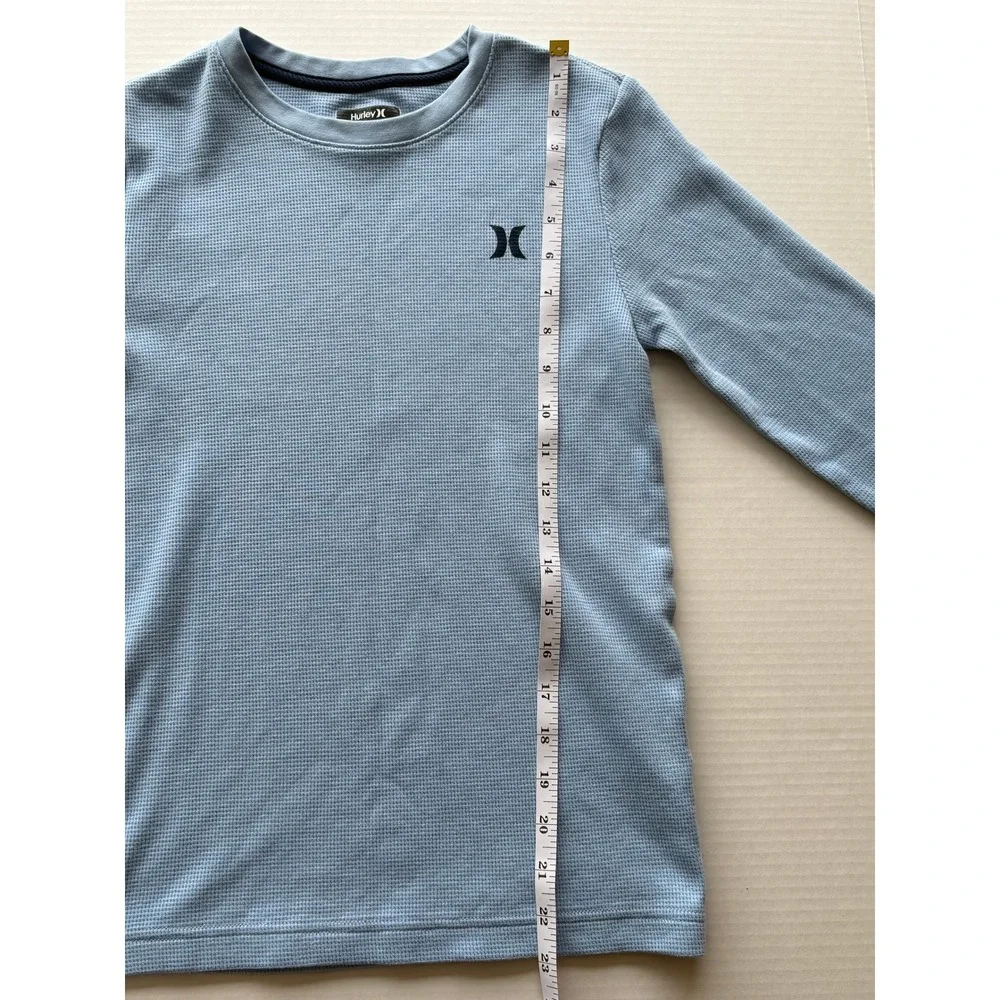 Hurley Boys Long Sleeve Shirt 10/12 – Light Blue Logo Tee – Casual Surfcore